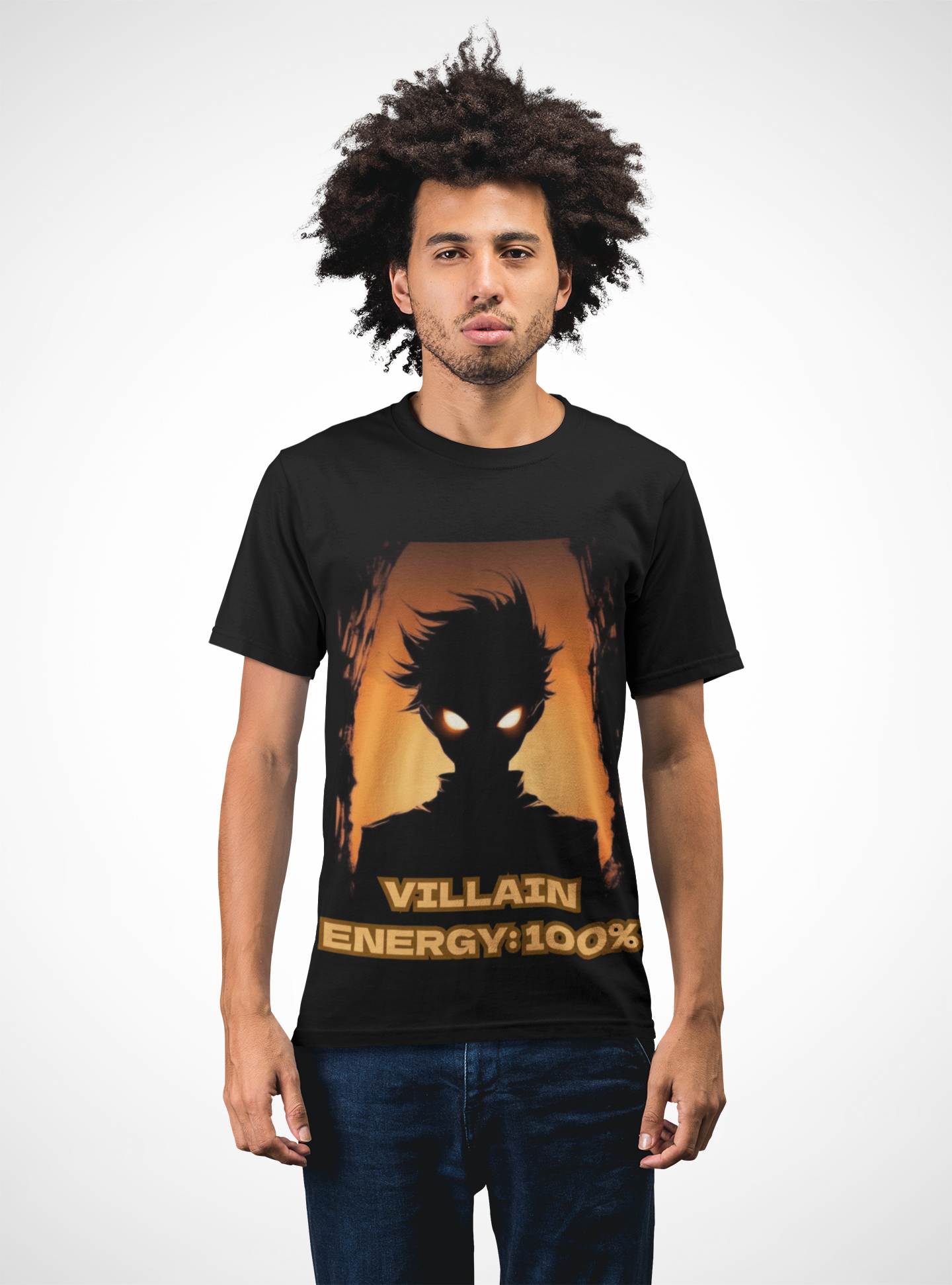 Villain Energy 100% Shonen Anime Unisex Heavy Cotton Tee Shirt - Bold Graphic T-Shirt for Fun and Casual Wear, Geek, Nerd