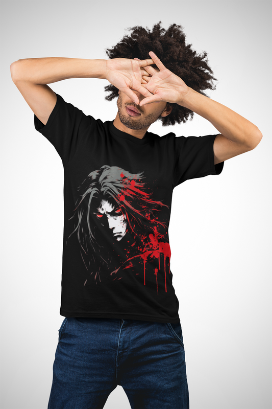 Shonen Anime Vampire 002 Graphic Unisex Heavy Cotton Tee - Stylish Dark Aesthetic Shirt T-Shirt for Horror Fans, Geek, Nerd