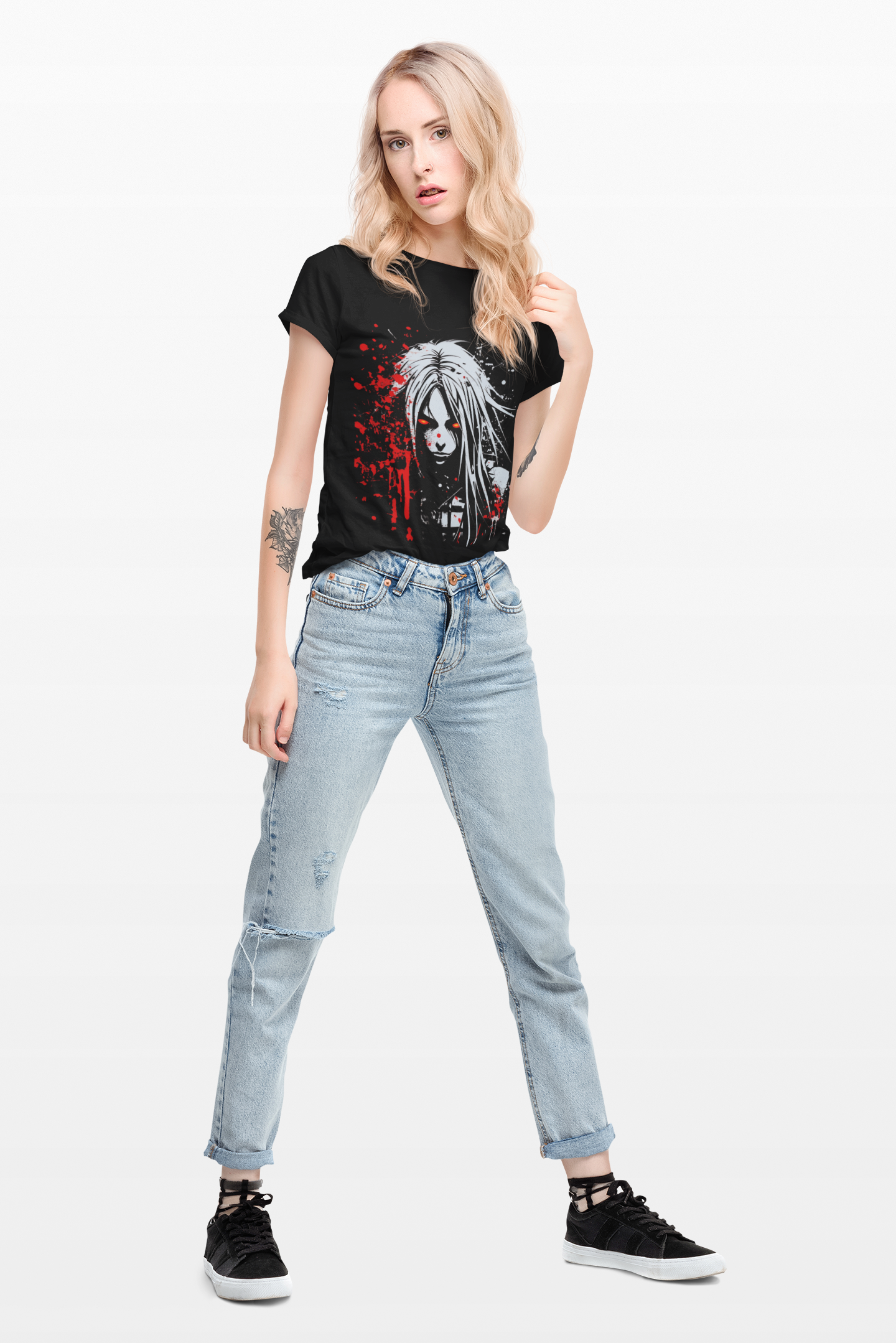 Gothic Shonen Anime Vampire 001 Graphic Tee Shirt- Unisex Heavy Cotton T-shirt with Edgy Design, Horror, Scary, Halloween, Geek, Nerd