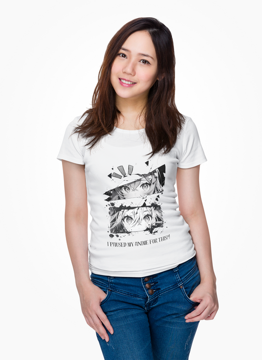 Anime Lover Unisex Heavy Cotton Tee Shirt TY-Shirt - "I Paused My Anime For This!" - Cute, Kawaii, Girl, Geek, Nerd
