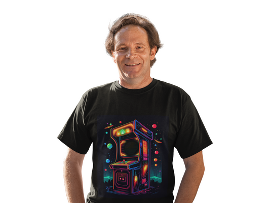 Retro Arcade Video Game Unisex Heavy Cotton Tee Shirt T-Shirt - Gamer, Gaming, Old School, Planets, Geek, Nerd