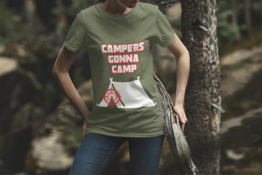 Campers Gonna Camp Unisex Heavy Cotton Tee Shirt T-Shirt - Perfect Gift for Gamers, Gaming, Video Game Lovers, Geek, Nerd