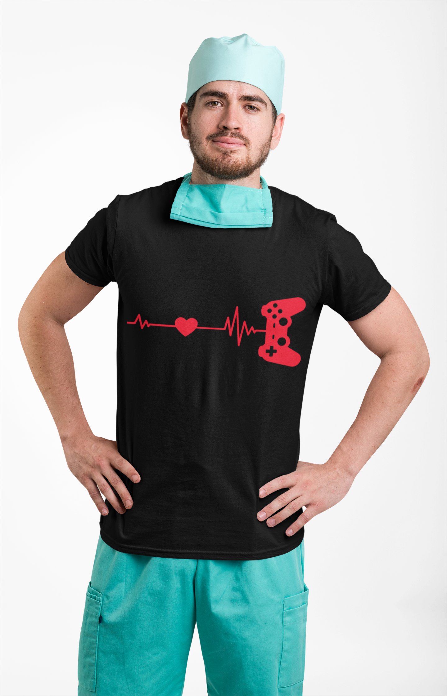 Gamer Heartbeat Import Video Game Controller Unisex Heavy Cotton Tee Shirt T-Shirt  - Perfect for Gaming Enthusiasts, Geek, Nerd