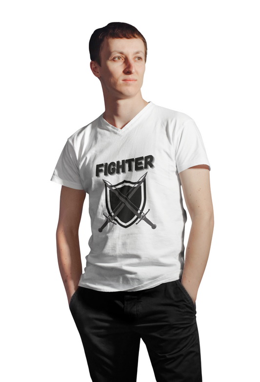 Fighter Icon Symbol Dungeons and Dragons DND Unisex Heavy Cotton Tee Shirt T-Shirt - RPG, TTRPG, Roleplaying, Geek, Nerd