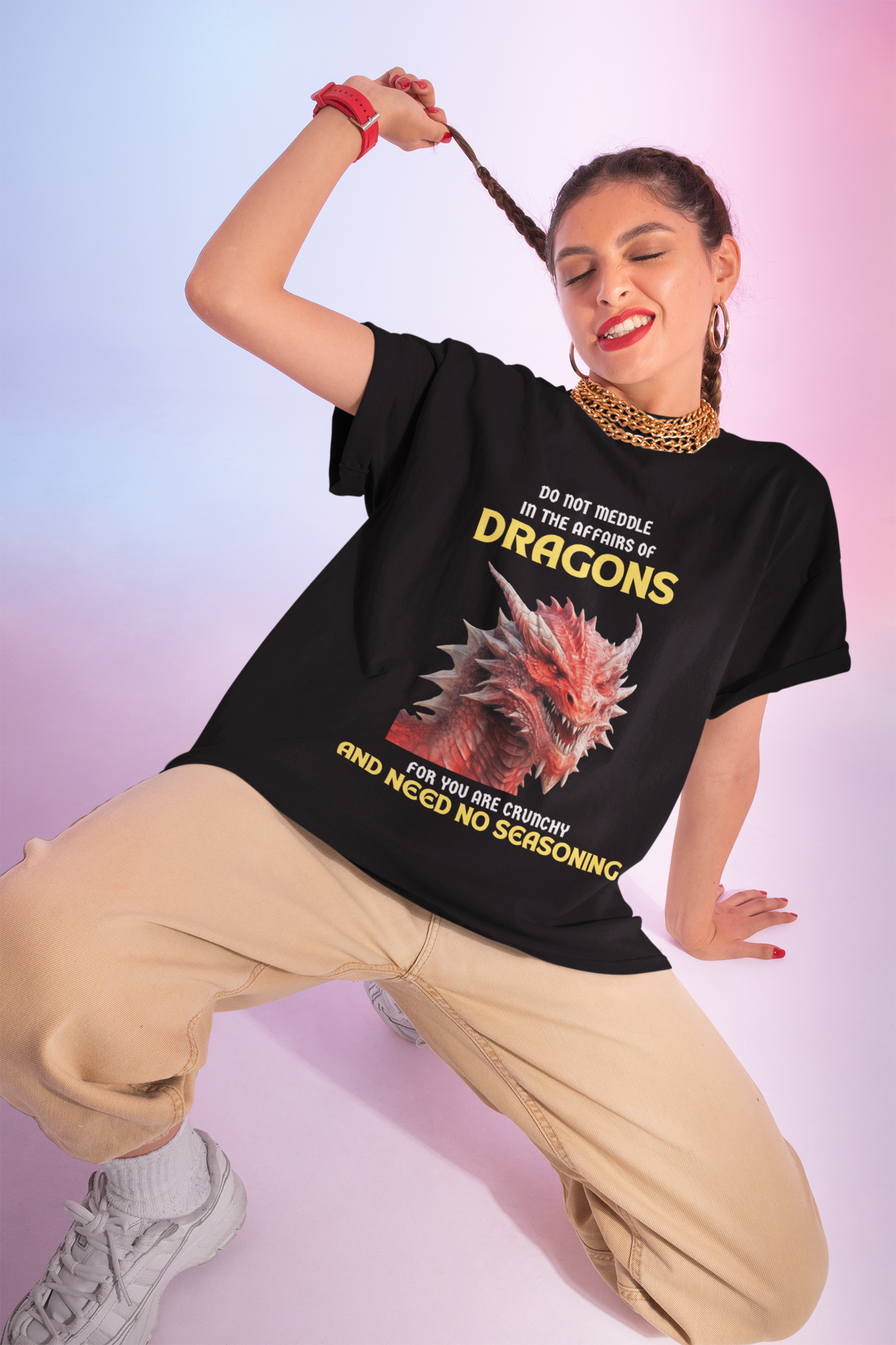 Do Not Meddle With Dragons Dungeons and Dragons DND Heavy Cotton Tee Shirt T-Shirt - RPG, TTRPG, Roleplaying, Geek, Nerd