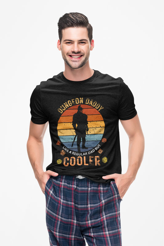 Dungeon Daddy Dungeons and Dragons DND Unisex Heavy Cotton Tee Shirt T-Shirt - Perfect for Dads, RPG, TTRPG, Roleplaying, Geek, Nerd