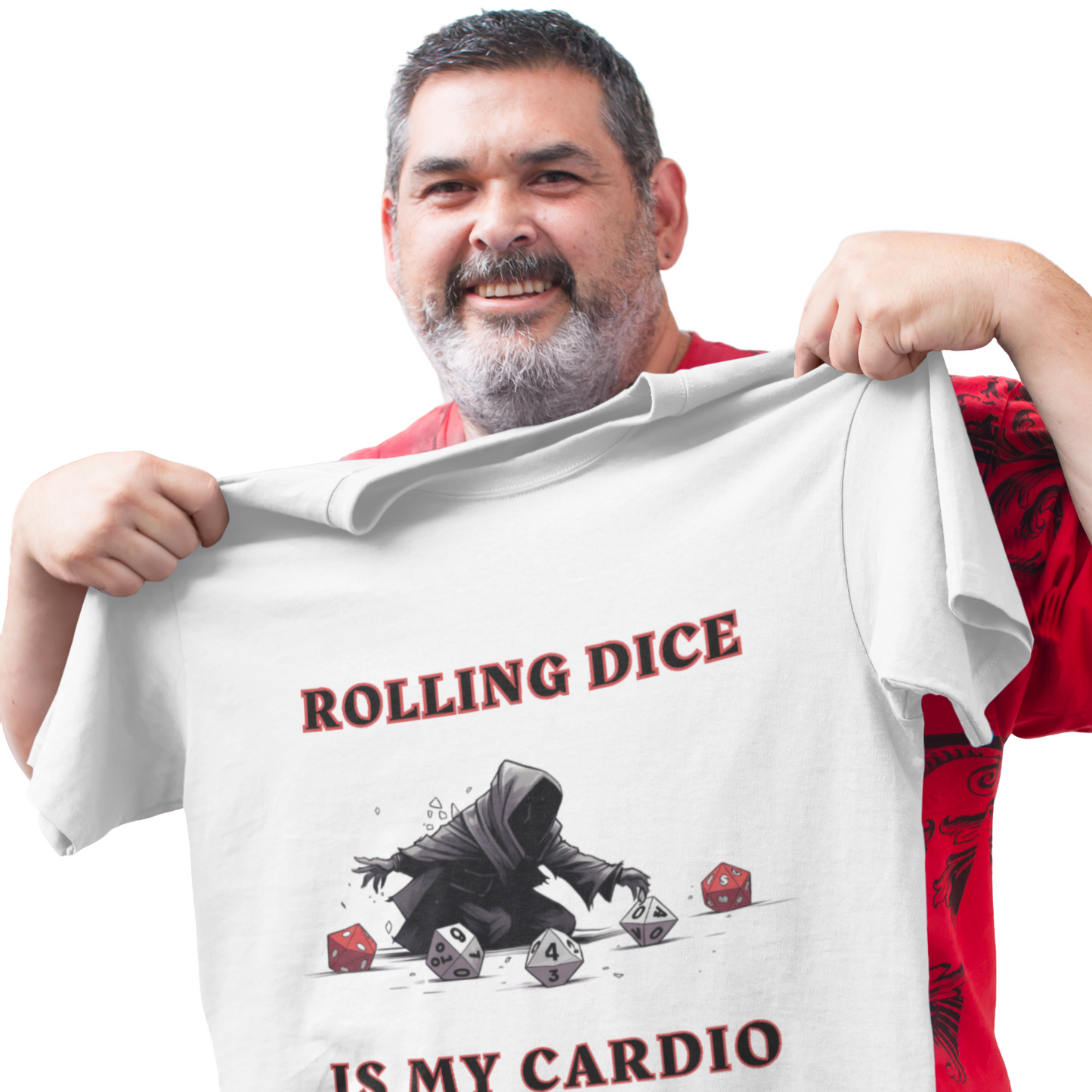 Rolling Dice Is My Cardio Unisex Heavy Cotton Tee Shirt - RPG, TTRPG, Roleplaying Game, Geek, Nerd, D20
