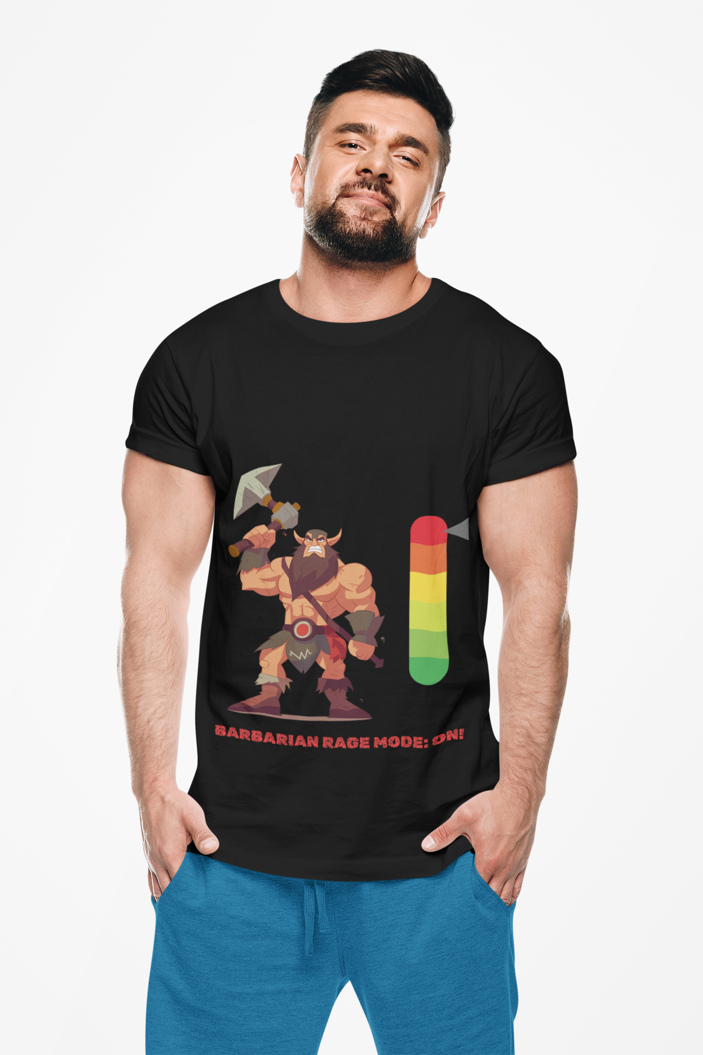 Barbarian Rage Mode On Dungeons and Dragons DND Unisex Heavy Cotton Tee Shirt T-Shirt, RPG, TTRPG, Roleplaying, Geek, Nerd