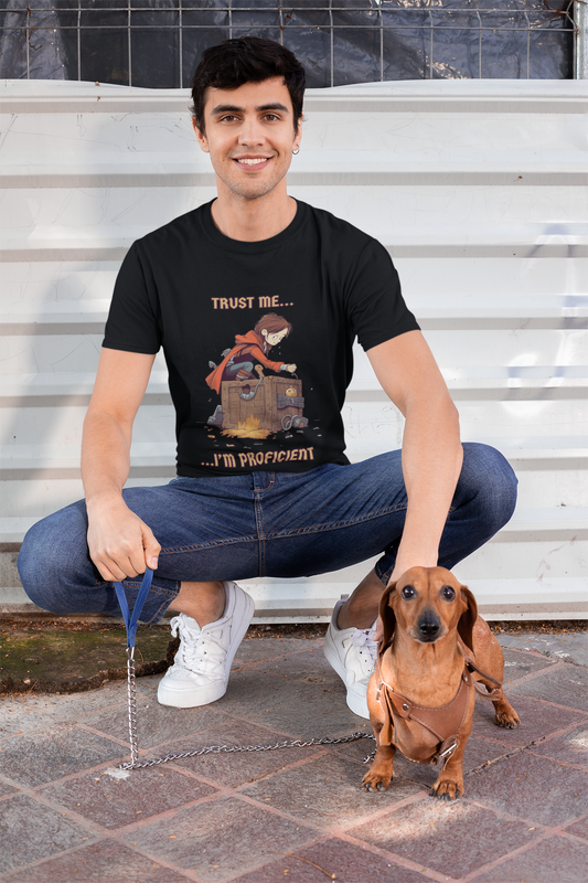 'Trust Me, I'm Proficient' Dungeons and Dragons DND Unisex Heavy Cotton Tee Shirt T-Shirt, RPG, TTRPG, Roleplaying, Geek, Nerd, Rogue, Thief