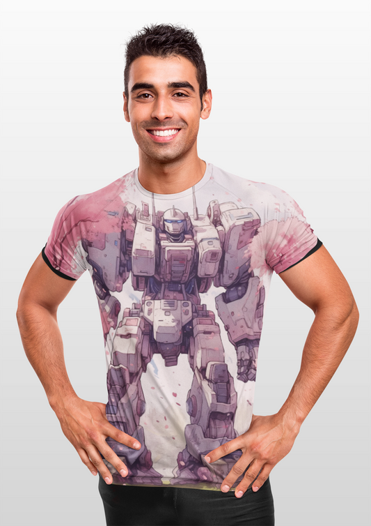 Cherry Blossom Mecha Anime Robot Graphic Unisex Tee - Vintage Mecha Design, Science, Tech, Sci-Fi, Weeb, Otaku, Geek, Nerd