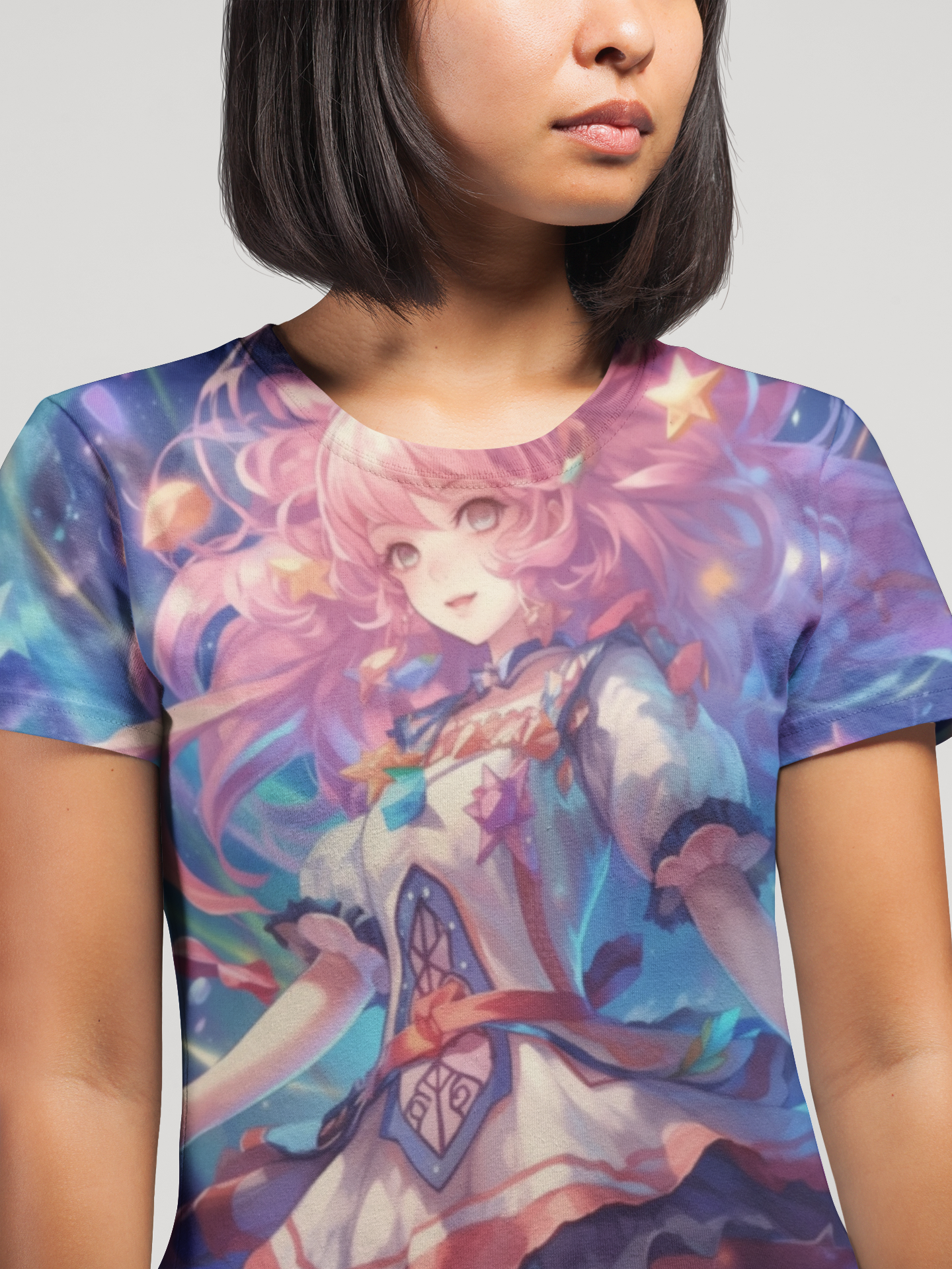 Celestial Magical Girl Transformation Unisex AOP Tee with Fantasy Design, Sailor Scout, Sailor Moon, Anime, Weeb, Otaku, Geek, Nerd