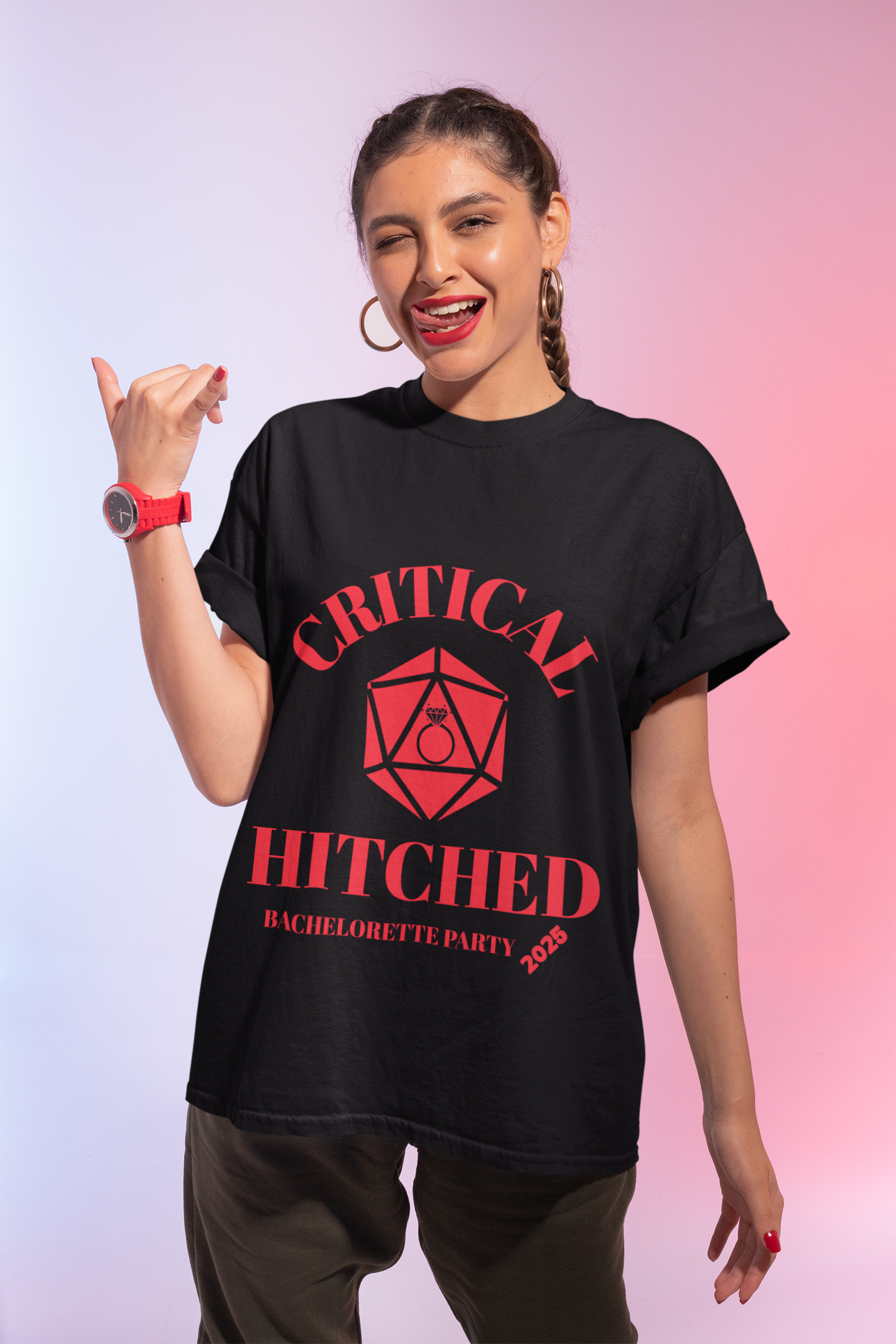 Critical Hitched Bachelorette Party 2025 Tee - Unisex Heavy Cotton, D&D, DND, RPG, TTRPG, Geek, Nerd, Wedding, Engagement