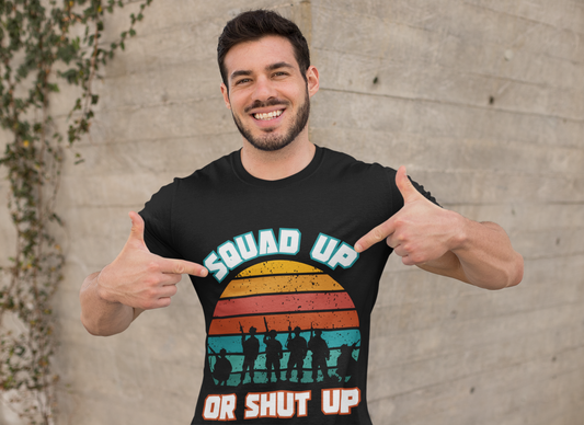 Squad Up Military Unisex Heavy Cotton Tee Shirt - Gamer, Gaming Graphic T-Shirt for Friends, Parties, and Casual Wear, Geek, Nerd