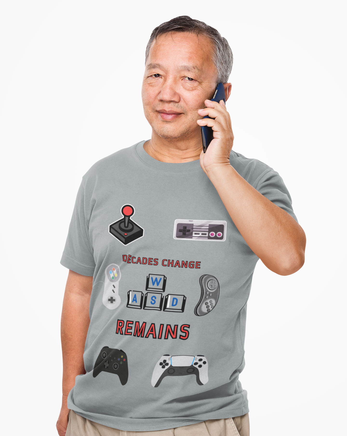 'Decades Change, WASD Remains' Unisex Heavy Cotton Tee - PC Gaming Keyboard Keys, Gamer, Video Game, Controller, Retro, Geek, Nerd