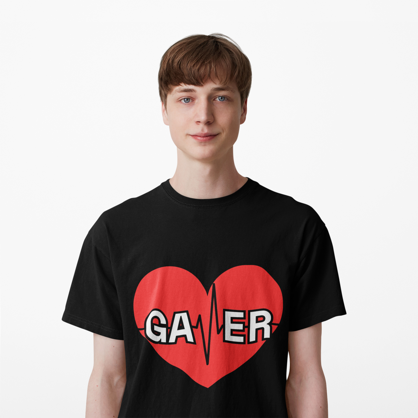 Gamer Heartbeat Lifeline Unisex Heavy Cotton Tee Shirt - Perfect for Gaming Lovers, Video Game, Geek, Nerd, Cardiogram