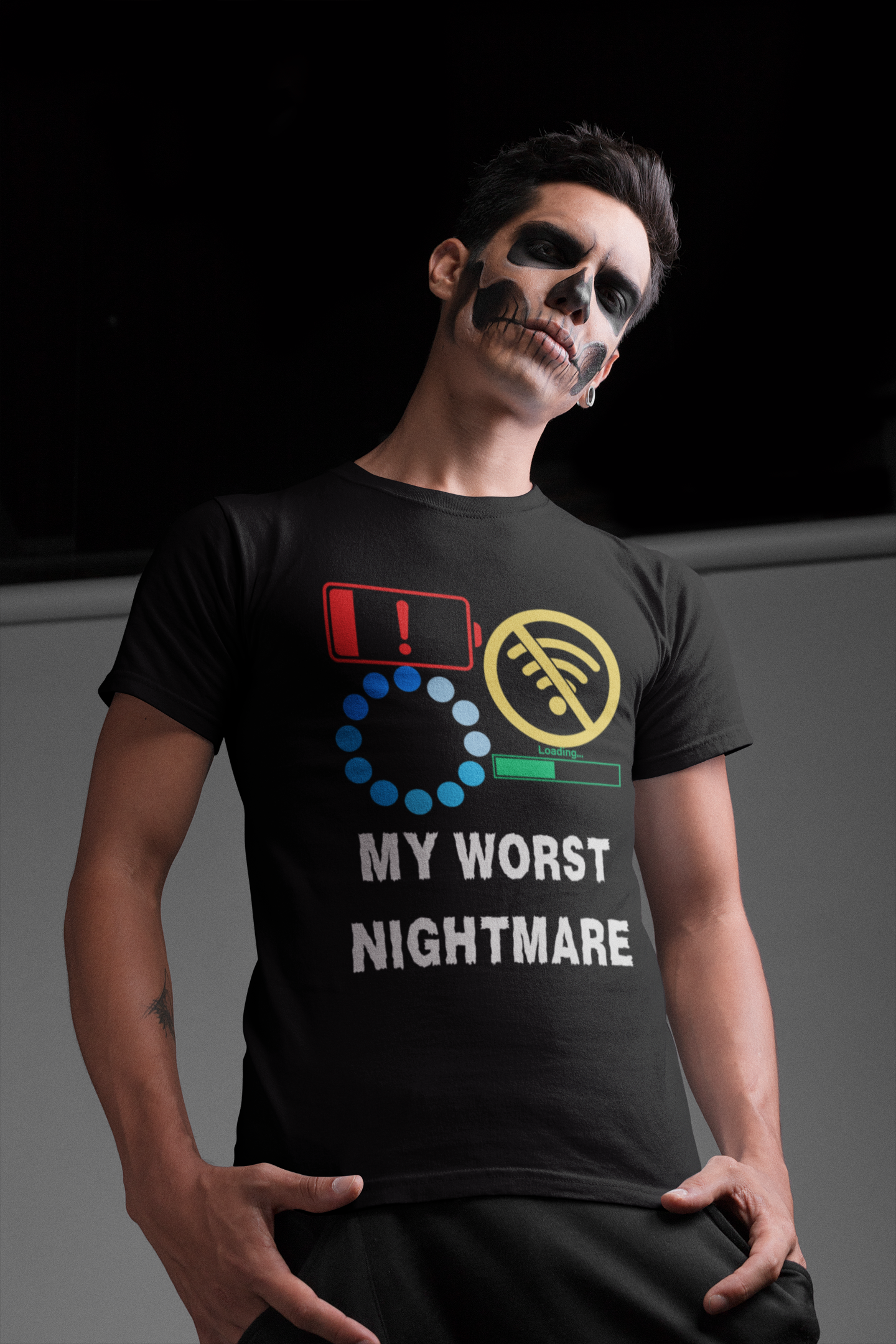My Worst Nightmare Unisex Heavy Cotton Tee - Funny Graphic T-Shirt for Tech Lovers, Low Battery, No WiFi, Buffering, Loading, PC, Gamer, Gaming, Video Game, Geek, Nerd