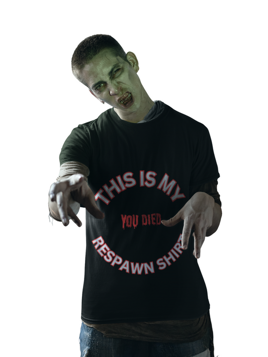 Funny Gaming Unisex Heavy Cotton Graphic T-Shirt - 'This Is My Respawn Shirt', You Died, Video Game, Gamer, Gaming, Geek, Nerd, PC, Console