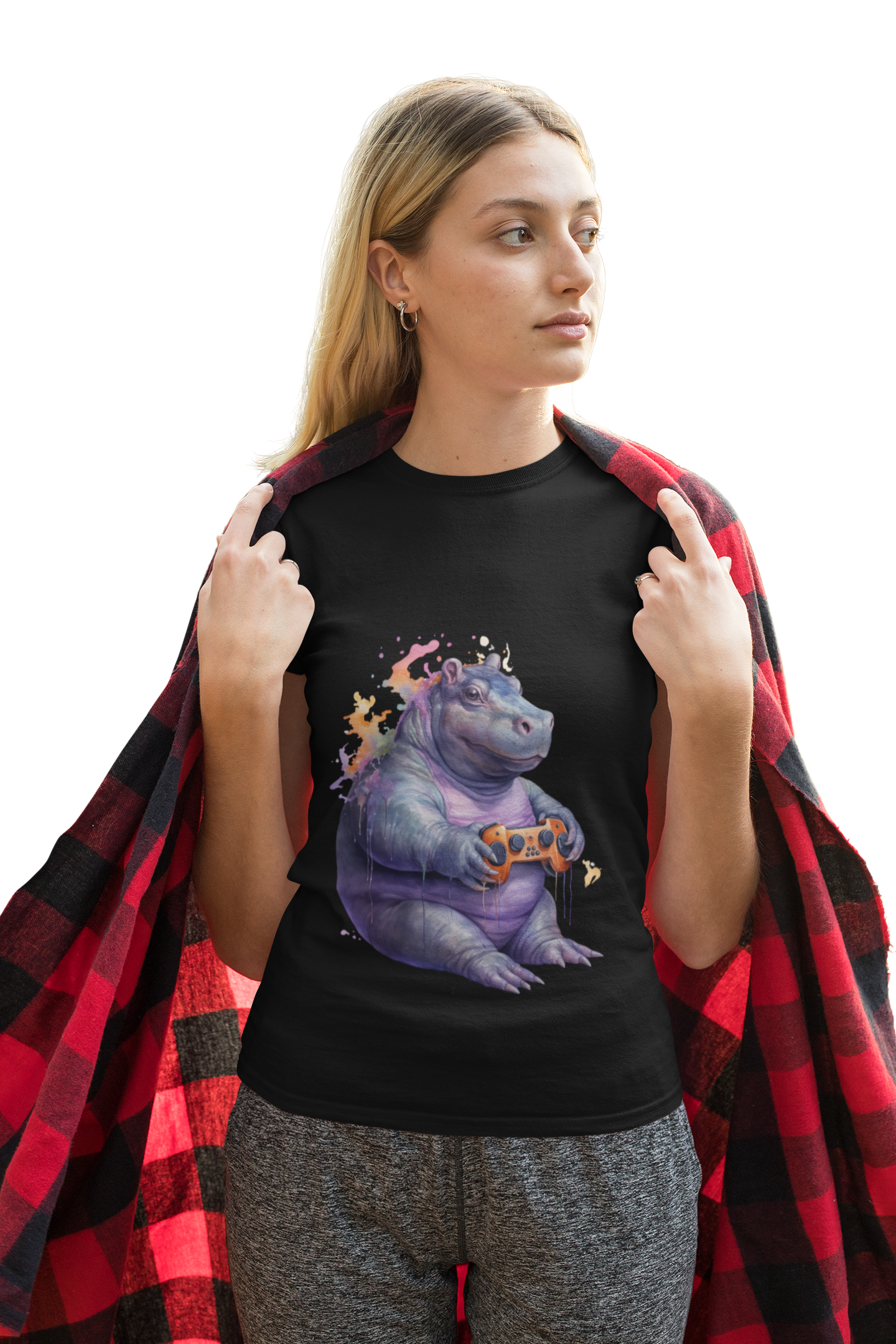 Cute Kawaii Gaming Pygmy Hippo Unisex Heavy Cotton Tee - Fun and Quirky Shirt for Gamers, Video Game, Girl, Anime, Weeb, Otaku, Moo Deng, Thailand
