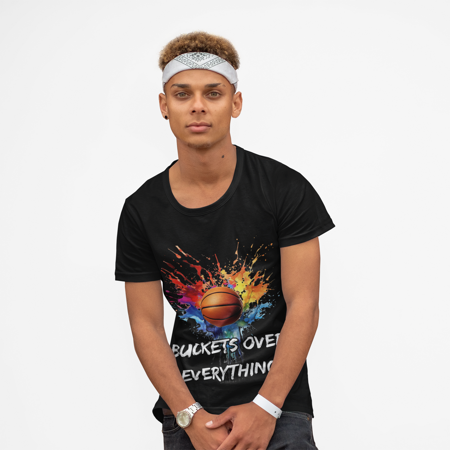 Colorful Basketball Tee - 'Buckets Over Everything' Unisex Heavy Cotton T-Shirt, Sports Enthusiast Gift, Game Day Apparel, Streetwear Style, Paint Splatter