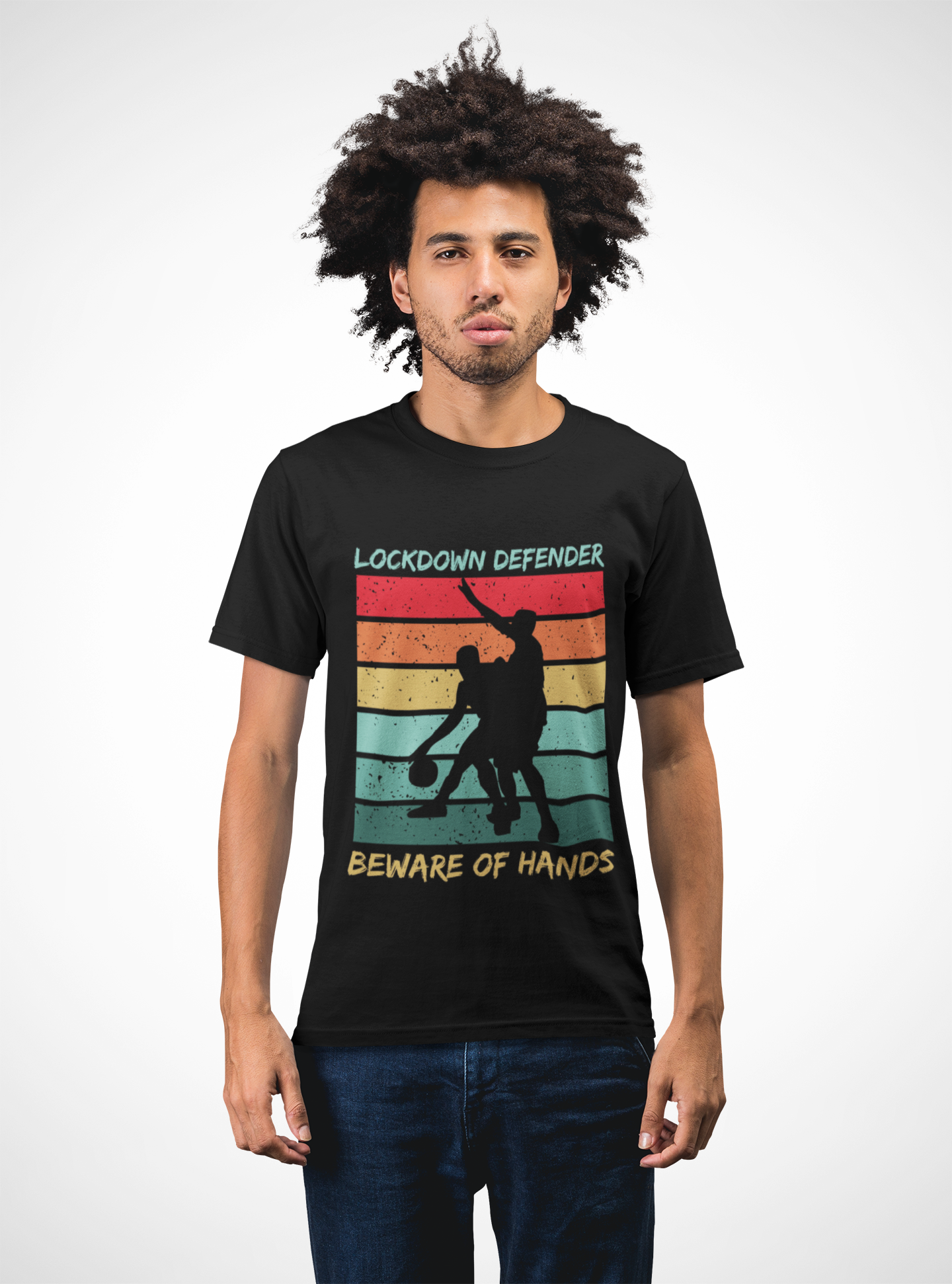 Retro Basketball 'Lockdown Defender, Beware Of Hands' T-Shirt, Sports Tee, Unisex Cotton Tee, Casual Wear, Gift for Athletes, Basketball Gift, Point Guard