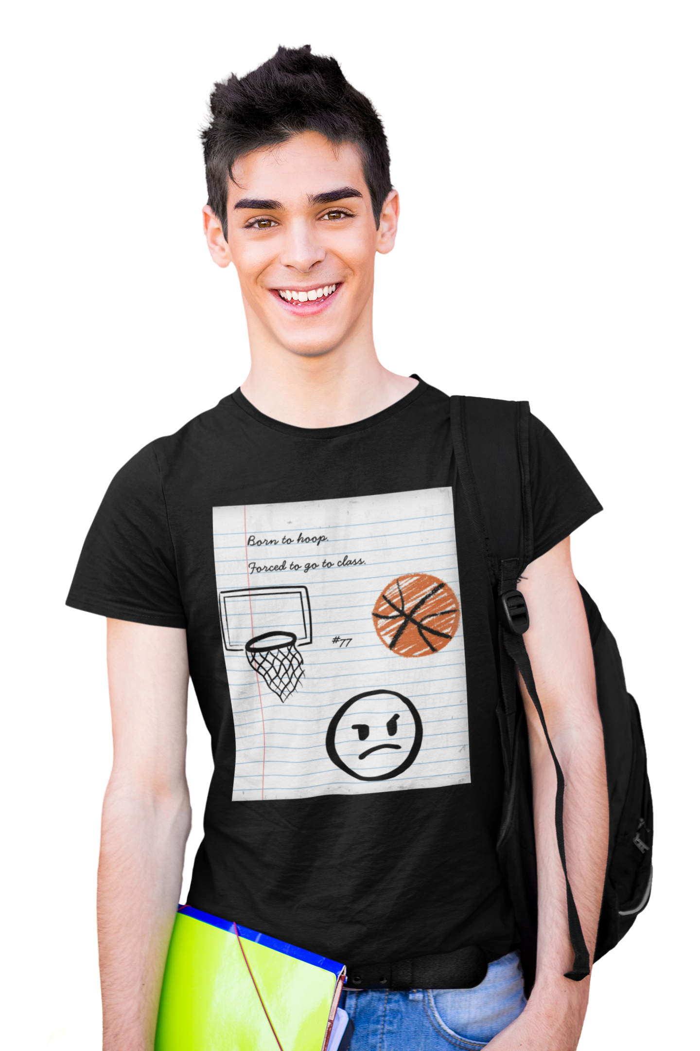 'Born To Hoop. Forced To Go To Class' Basketball-Inspired Unisex Heavy Cotton Tee, Streetwear, Gift for Athletes, Sports Fan Shirt, Casual Wear, Everyday Style