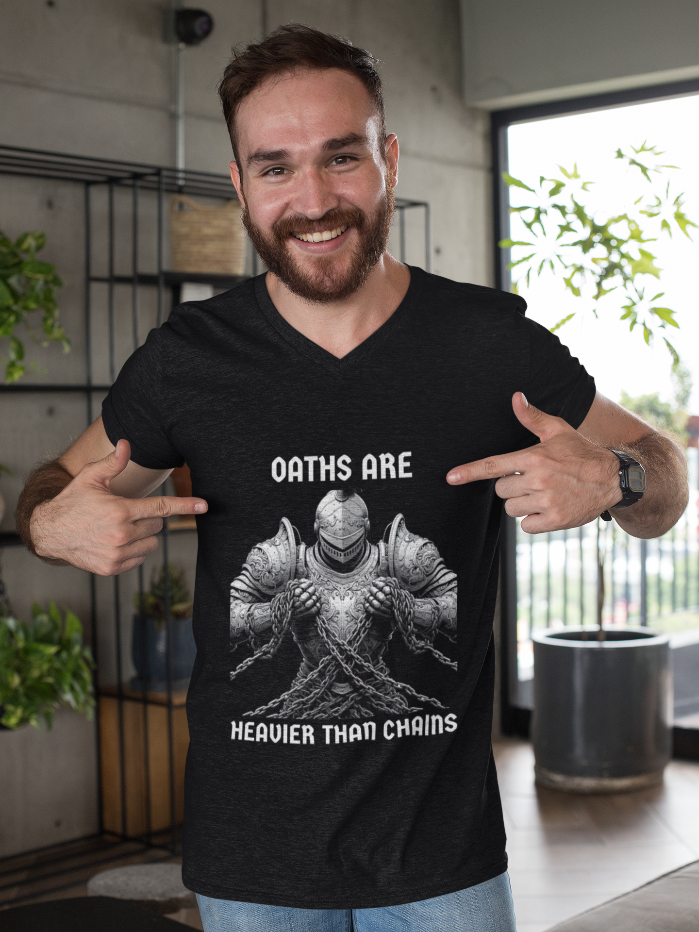 Epic Knight 'Oaths Are Heavier Than Chains' Unisex Heavy Cotton Tee | Casual Wear, Fantasy Lover T-Shirt, Gift for Gamers, Statement Shirt, DND, RPG, TTRPG, Geek, Nerd