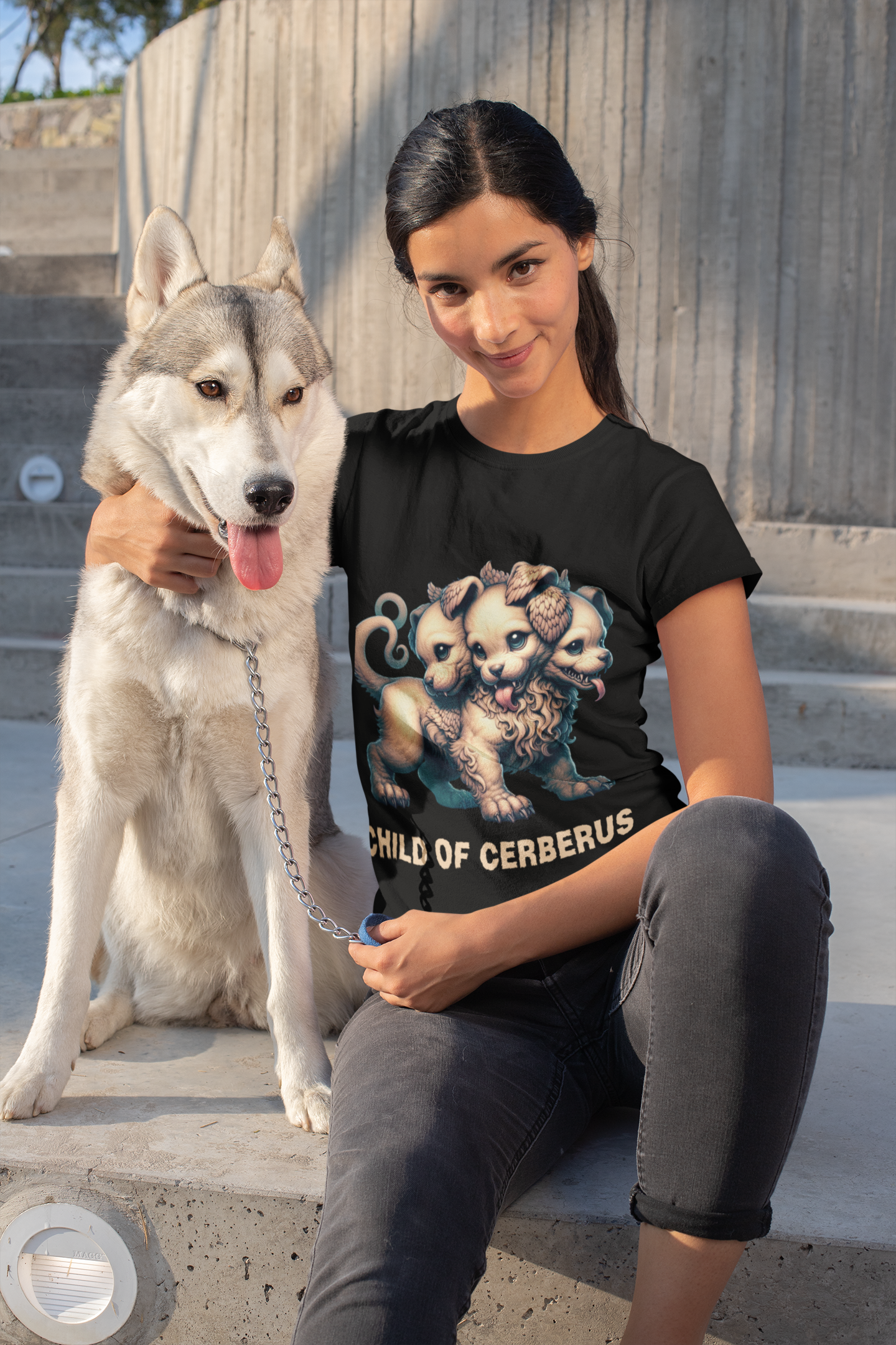 Child of Cerberus Three-Headed Puppy Unisex Tee | Kawaii Cute Animal Shirt, Gift for Dog Lovers, Pet Owner Apparel, Fun Graphic Tee, Unique T-Shirt, Hell Hound, Mythology