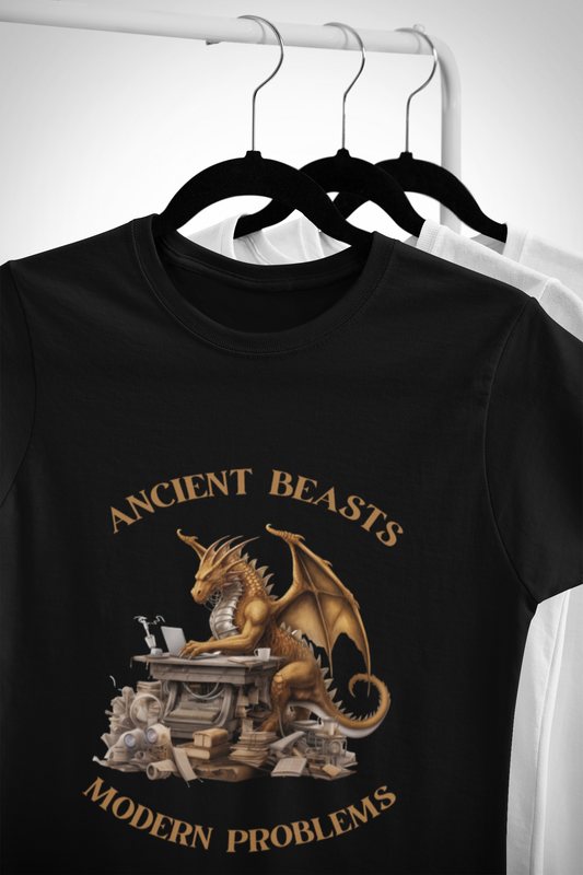 Dragons & Office Work Unisex Heavy Cotton Tee, Perfect Gift for Fantasy Lovers, Bookworms, T-Shirt for Dragon Enthusiasts, DND, RPG, TTRPG, Geek, Nerd, Reader