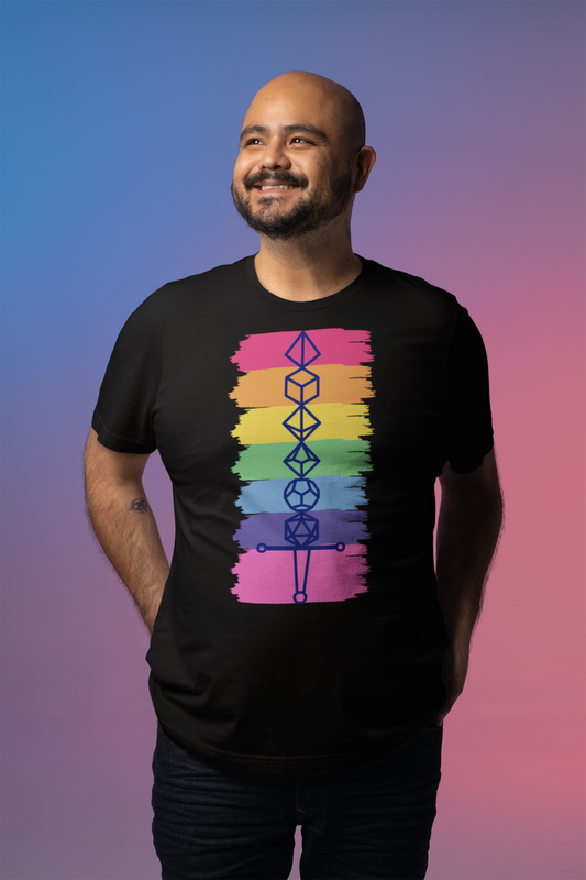 Safe Space Pride Month Rainbow Sword Dungeons and Dragons DND Unisex Heavy Cotton Tee Shirt T-Shirt - RPG, TTRPG, Roleplaying, Geek, Nerd