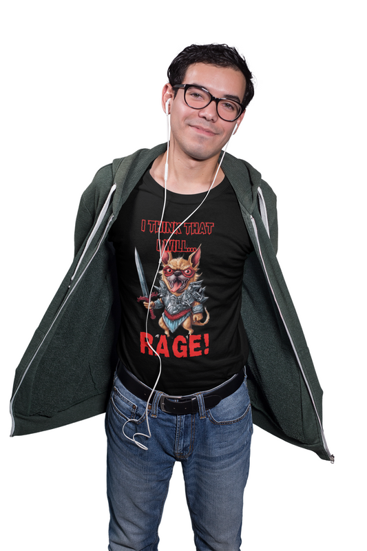 'I Think That I Will RAGE' Chihuahua Barbarian Unisex Heavy Cotton Tee, Funny Graphic T-Shirt, Gift for Dog Lovers, Unique Humor Shirt, D&D, DND, RPG, TTRPG, Geek, Nerd