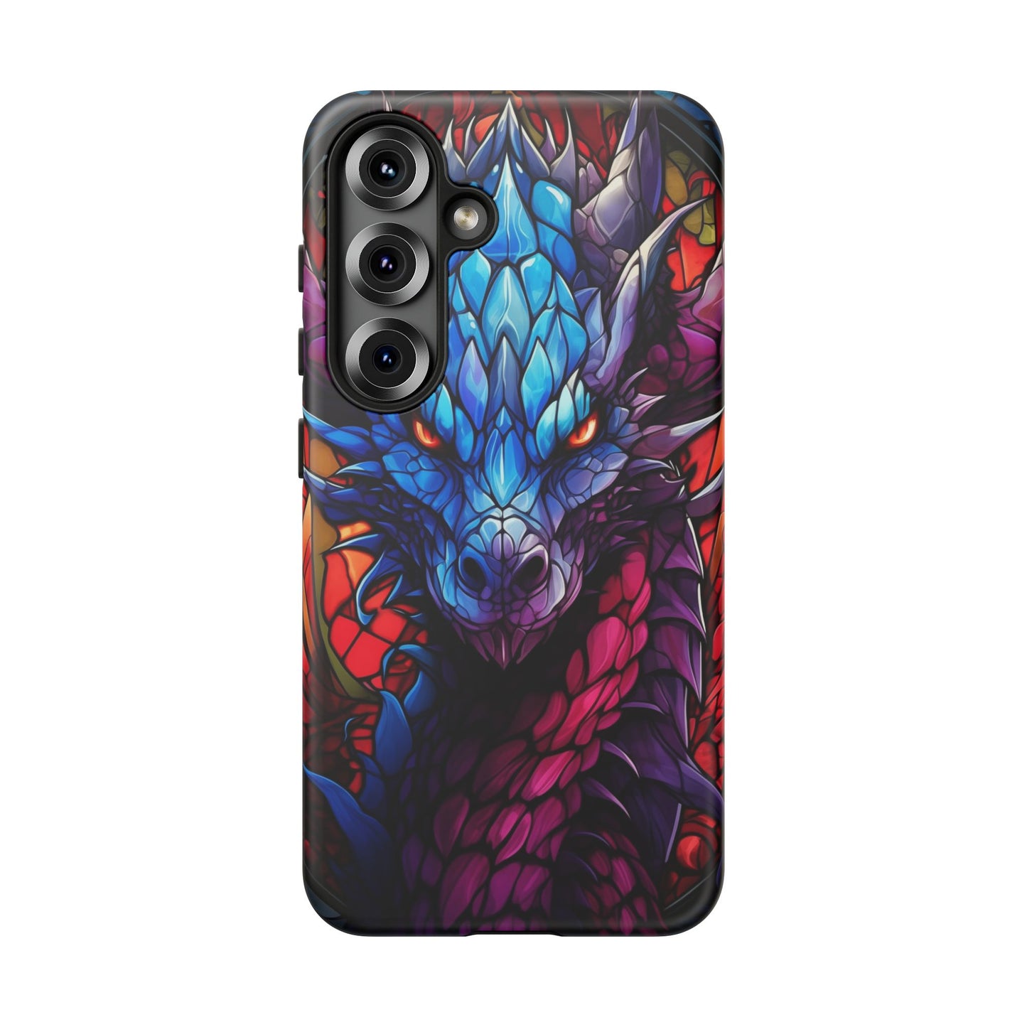Colorful Blue Dragon Stained Glass Design Phone Case - Tough and Stylish Protection for Your Device, iPhone, Samsung, DND, Fantasy