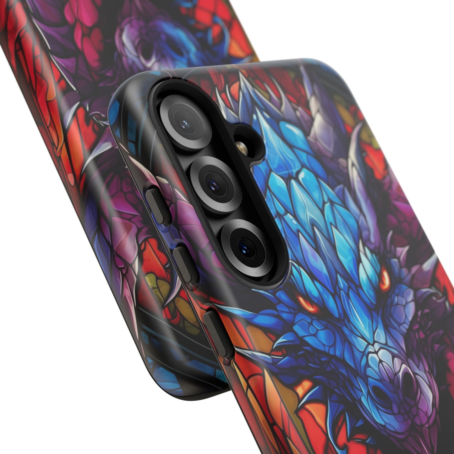 Colorful Blue Dragon Stained Glass Design Phone Case - Tough and Stylish Protection for Your Device, iPhone, Samsung, DND, Fantasy