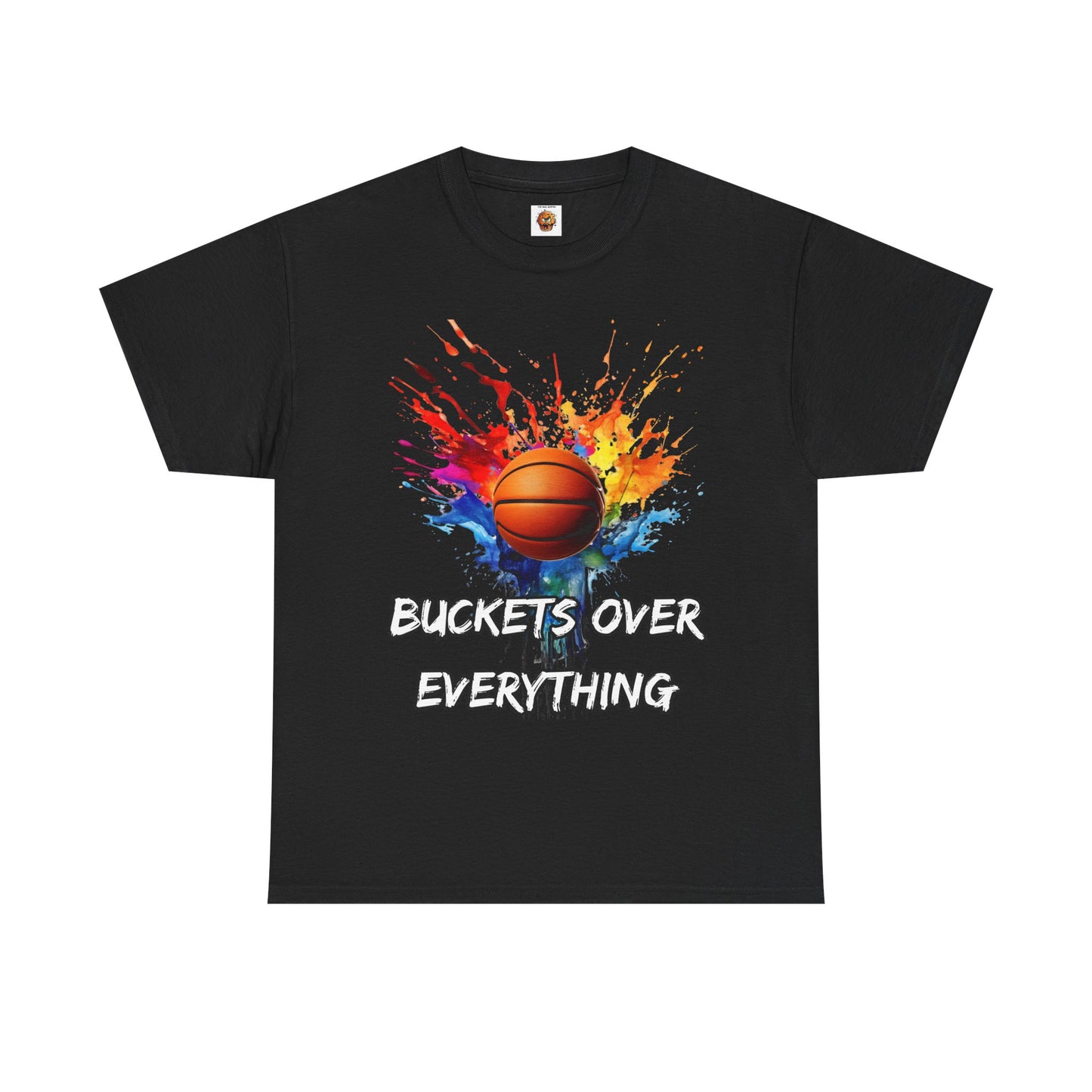 Colorful Basketball Tee - 'Buckets Over Everything' Unisex Heavy Cotton T-Shirt, Sports Enthusiast Gift, Game Day Apparel, Streetwear Style, Paint Splatter