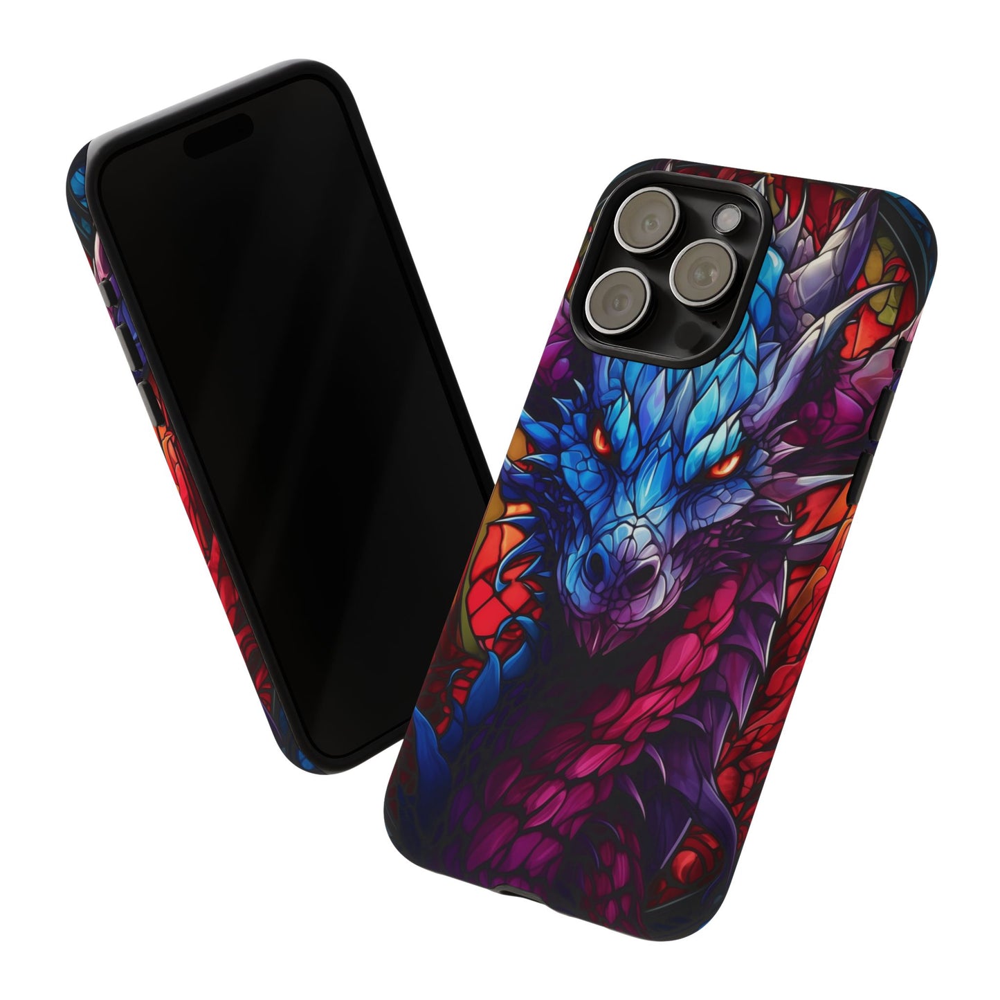 Colorful Blue Dragon Stained Glass Design Phone Case - Tough and Stylish Protection for Your Device, iPhone, Samsung, DND, Fantasy