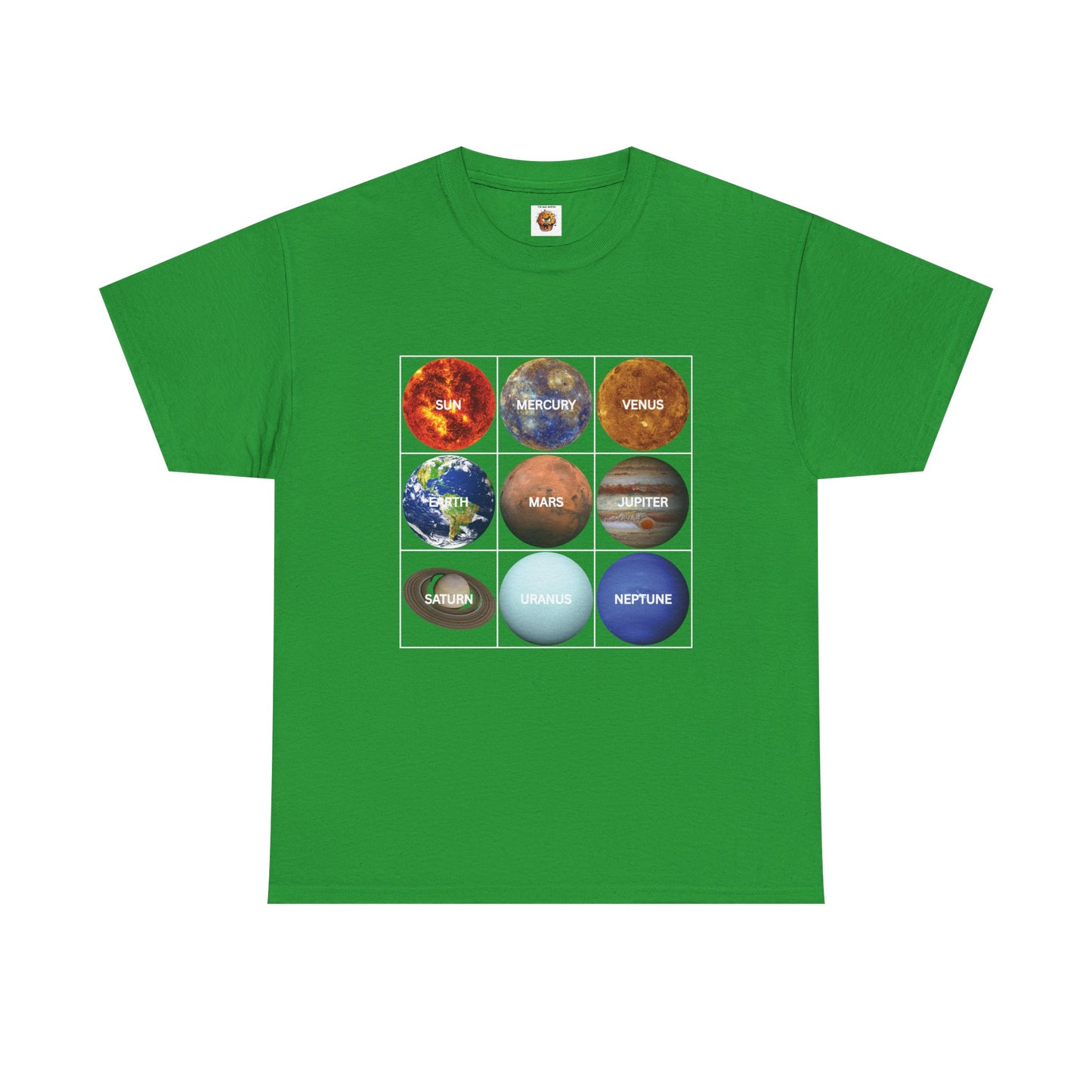 Cosmic Planet Solar System Graphic Tee Shirt- Unisex Heavy Cotton T-Shirt, Sun, Space, Galactic, Science, Geek, Nerd