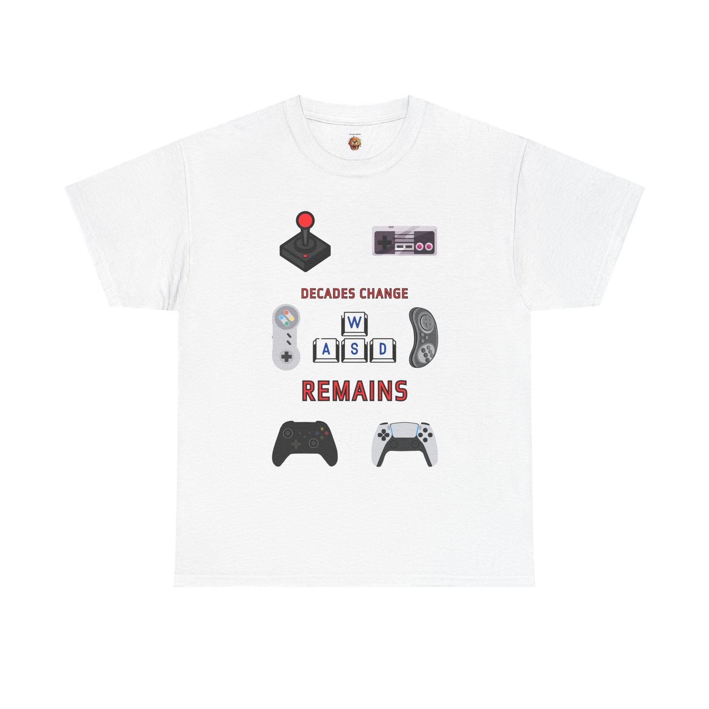 'Decades Change, WASD Remains' Unisex Heavy Cotton Tee - PC Gaming Keyboard Keys, Gamer, Video Game, Controller, Retro, Geek, Nerd
