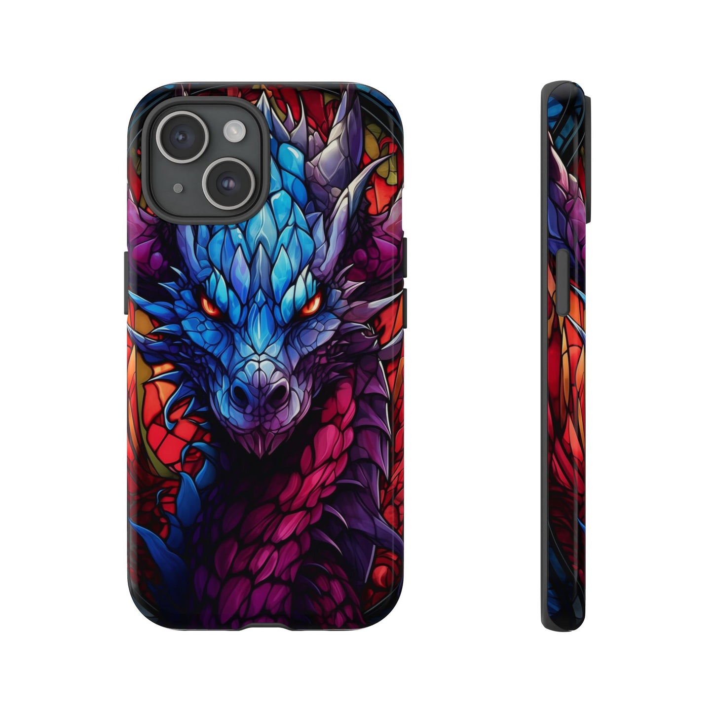 Colorful Blue Dragon Stained Glass Design Phone Case - Tough and Stylish Protection for Your Device, iPhone, Samsung, DND, Fantasy