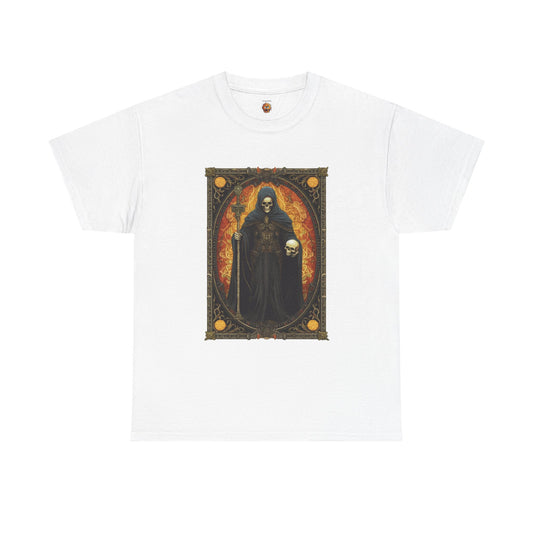 Gothic Reaper La Mort Death Tarot Card Unisex Heavy Cotton Tee Shirt- Dark Fantasy Art T-Shirt, Horror, Scary, Gothic, Halloween, Geek, Nerd