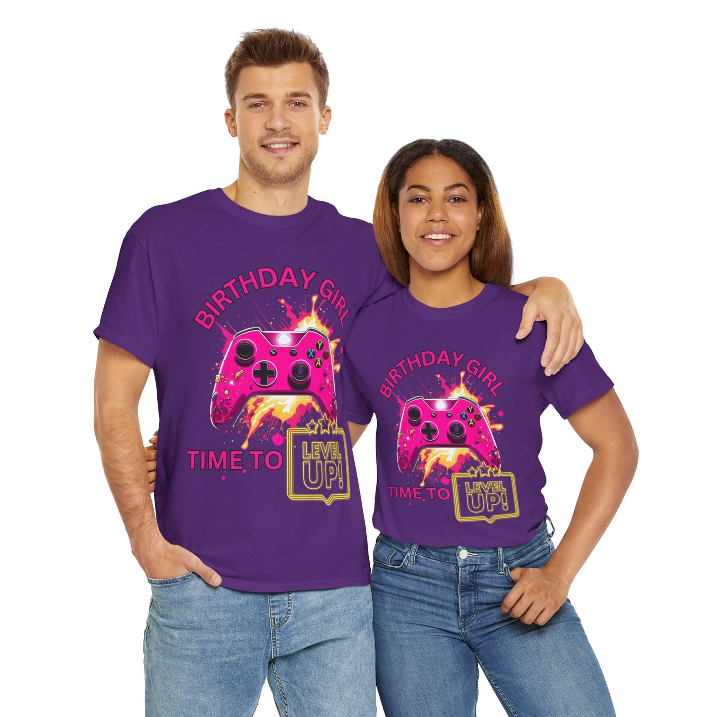 Happy Birthday Girl Gaming Tee Shirt T-Shirt - Time to Level Up, Gamer, Gaming, Video Games, Great For Gamer Girls, Women, Ladies, Geek, Nerd