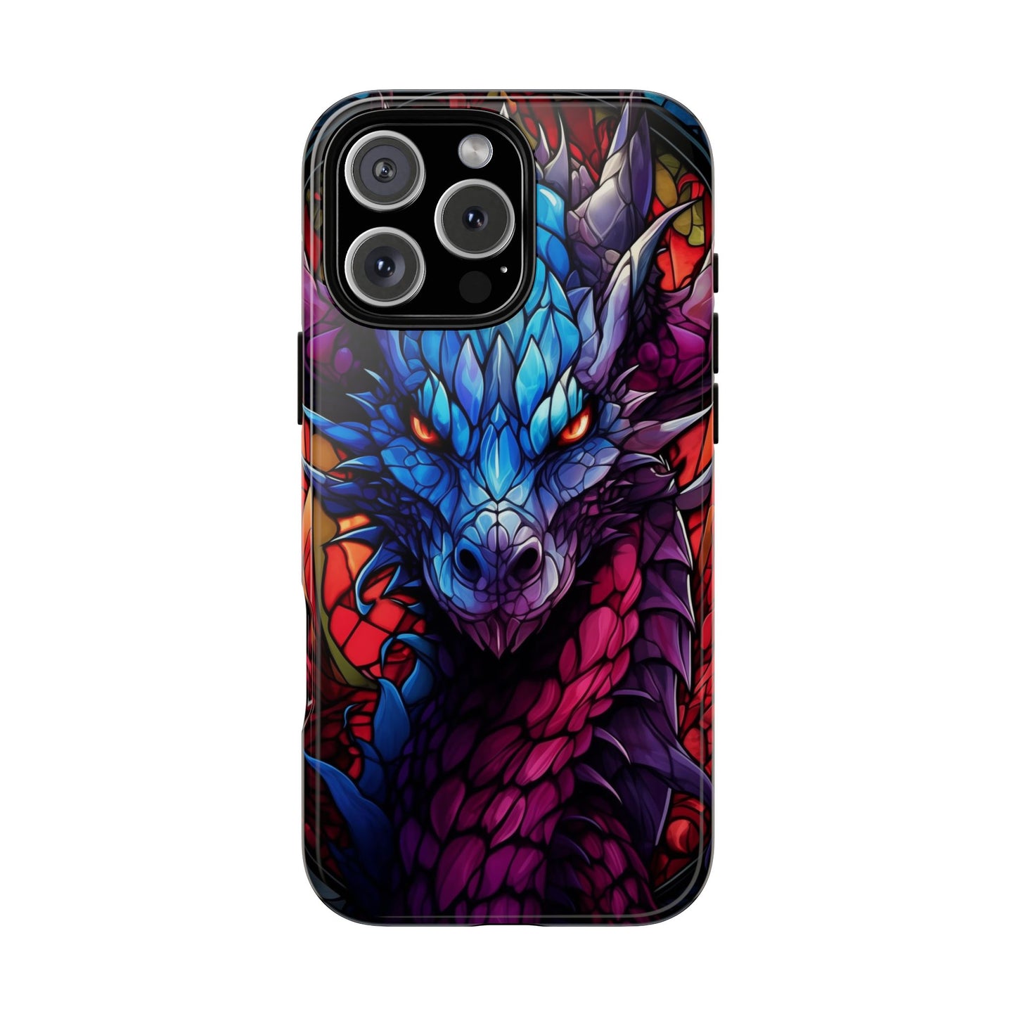 Colorful Blue Dragon Stained Glass Design Phone Case - Tough and Stylish Protection for Your Device, iPhone, Samsung, DND, Fantasy