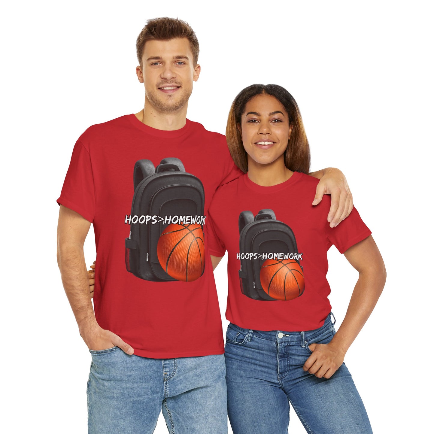 Basketball Tee: Hoops Over Homework, Unisex Cotton Shirt for Sports Lovers, Perfect for Students, Birthday Gift, Game Day Wear