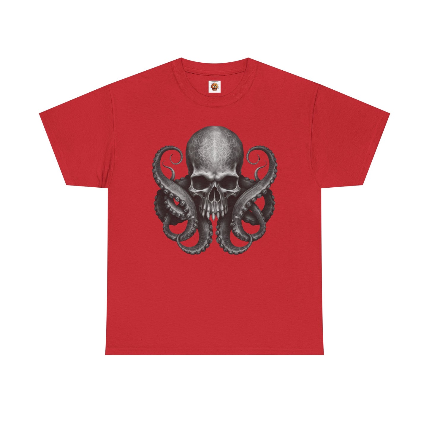 Skull & Octopus Graphic Tee | Edgy Unisex Heavy Cotton T-Shirt, Alternative Fashion, Halloween Gift, Casual Wear, Trendy Apparel, Kraken, Cthulhu, Monster
