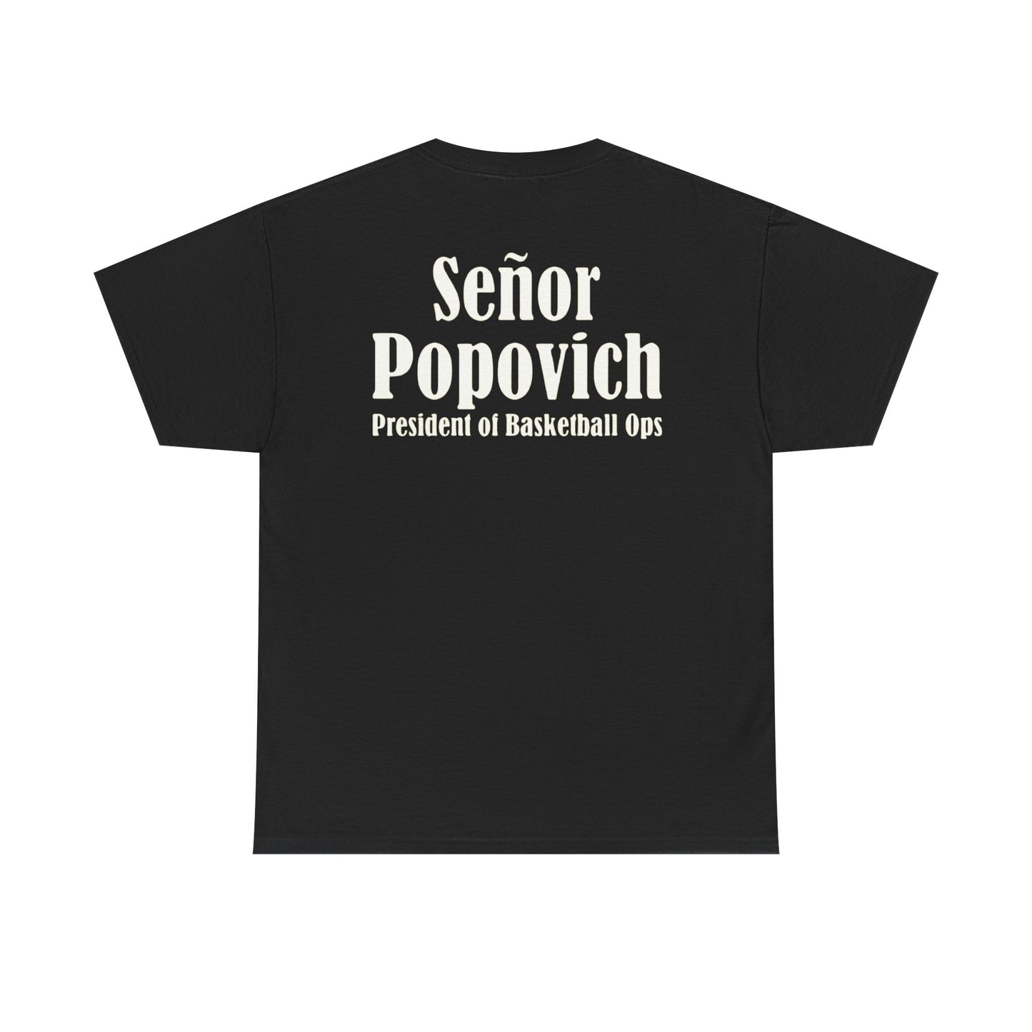 'Señor Popovich' 'El Jefe' Two Double Sided Print Unisex Heavy Cotton Tee - Casual Basketball Culture Shirt, Sports, Coach, T-Shirt