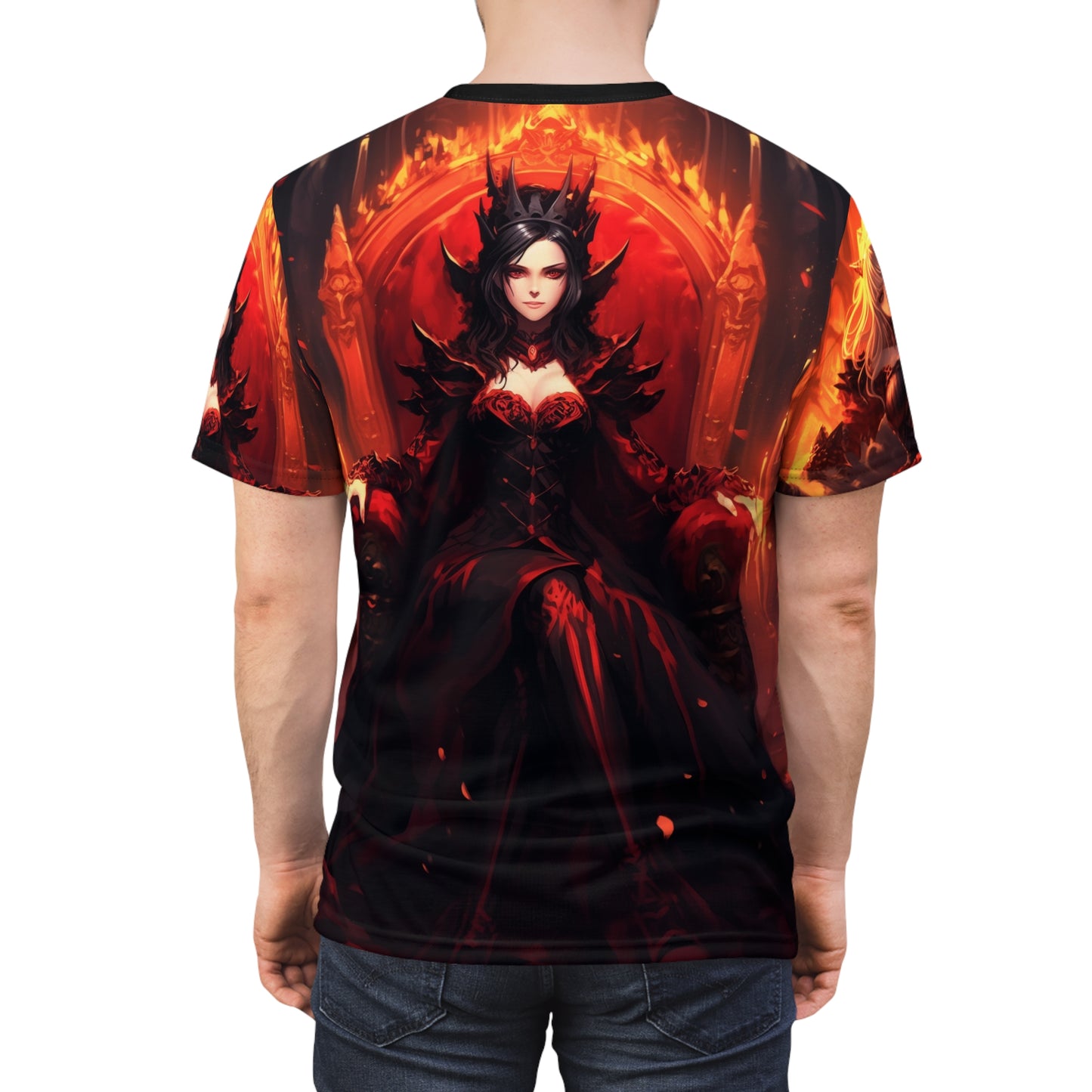 Shadow Queen Sisters Thrones Fantasy Themed Unisex AOP Tee – Dramatic Dark Art Design, Anime, Gothic, Halloween, Waifu, Geek, Nerd