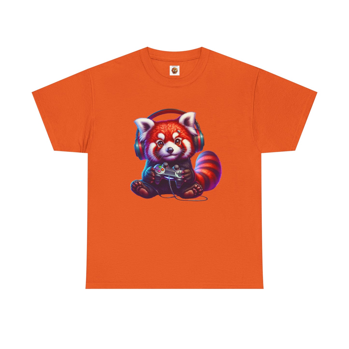 Cute Kawaii Gaming Red Panda Tee - Unisex Heavy Cotton Tee Shirt, Gamer, Anime, Headphones, Earphones, Geek, Nerd