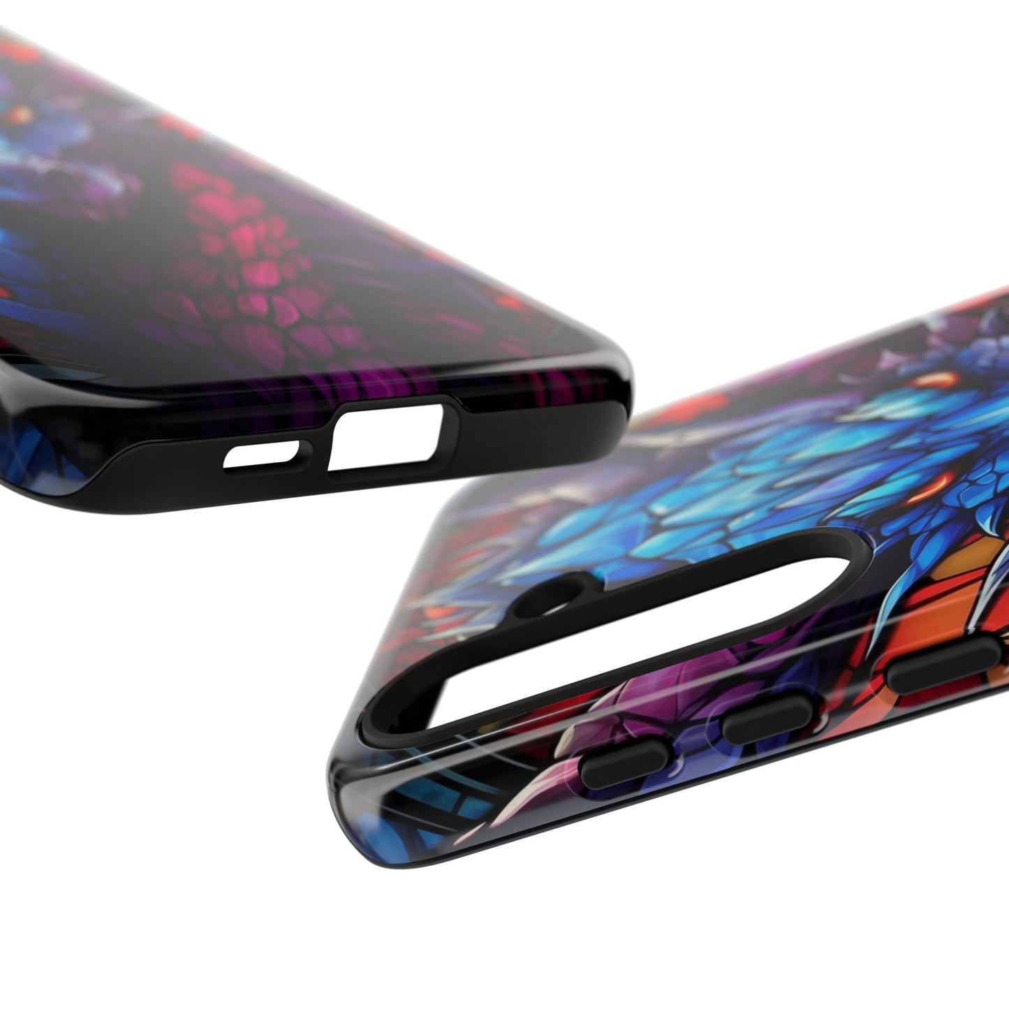 Colorful Blue Dragon Stained Glass Design Phone Case - Tough and Stylish Protection for Your Device, iPhone, Samsung, DND, Fantasy