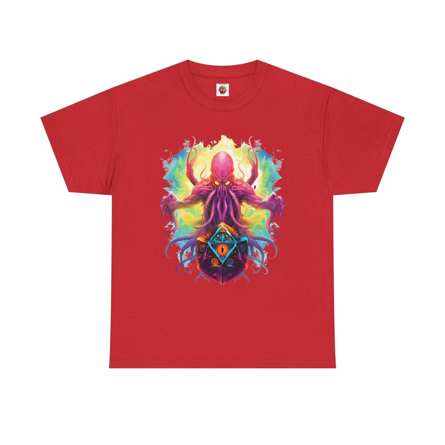 Cosmic Kraken Ancient God Cthulhu Unisex Heavy Cotton Tee Shirt T-Shirt - Vibrant Octopus Design, DND, RPG, TTRPG, Roleplaying, Scary, Horror, Geek, Nerd