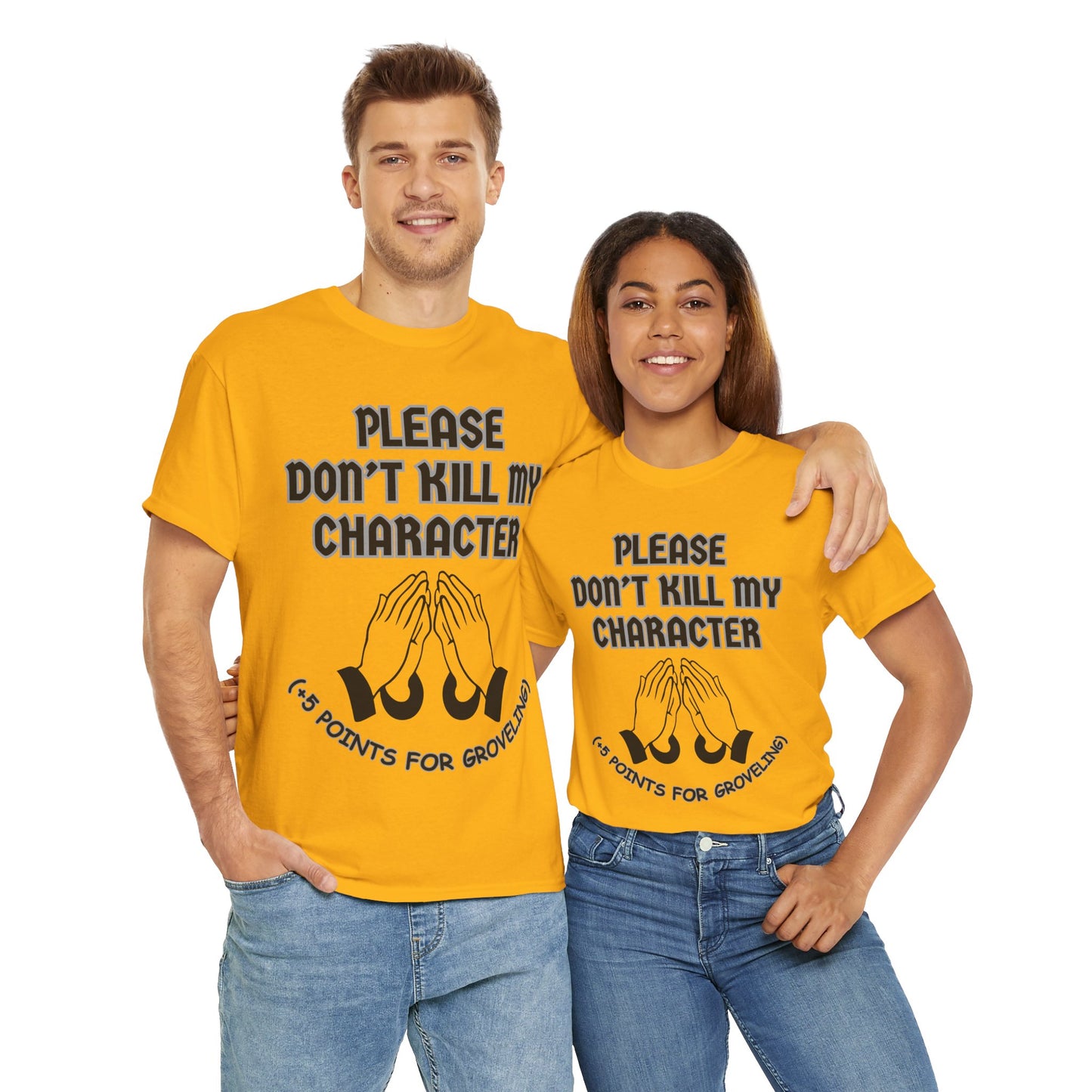 "Please Don't Kill My Character" Dungeons and Dragons DND Unisex Heavy Cotton Tee Shirt T-Shirt - RPG, TTRPG, Roleplaying, Geek, Nerd