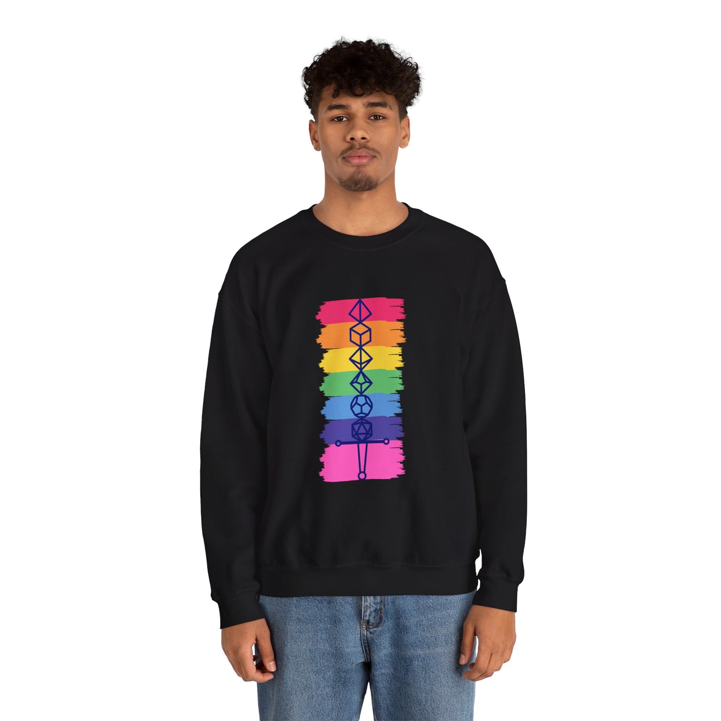Safe Space Pride Month Rainbow Sword Dungeons and Dragons DND Unisex Heavy Blend Sweatshirt T-Shirt - RPG, TTRPG, Roleplaying, Geek, Nerd