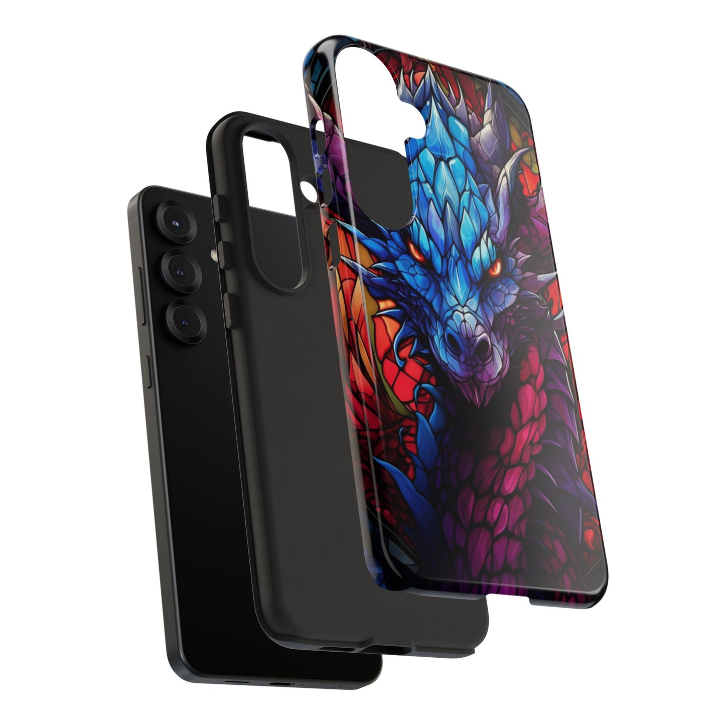 Colorful Blue Dragon Stained Glass Design Phone Case - Tough and Stylish Protection for Your Device, iPhone, Samsung, DND, Fantasy